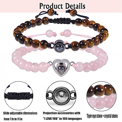 Image of DS 100 Languages I Love You Couples Bracelets, I Love You Projection Bracelet Friendship bracelet Couples Gifts To My Lover Mon Boyfriend Girlfriend Wedding anniversary Lover's gift box packaging(J)