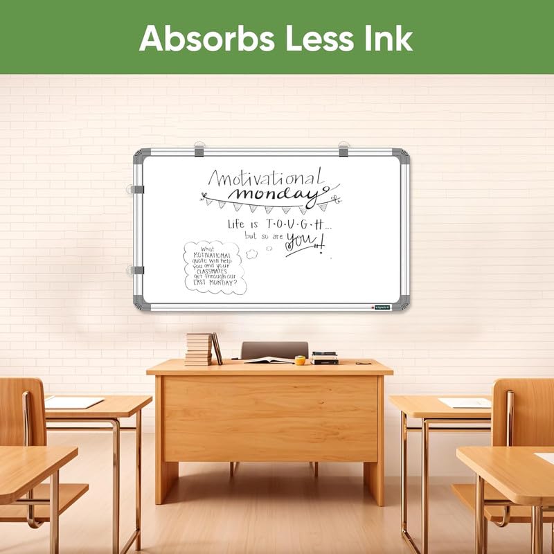 Image of 2x3 feet Non-Magnetic White Board for Kids, Home & Kitchen with Heavy-Duty Aluminium Frame, Scratch-Proof & Corrosion-Proof Surface Whiteboard, Size - 3x2 Feet
