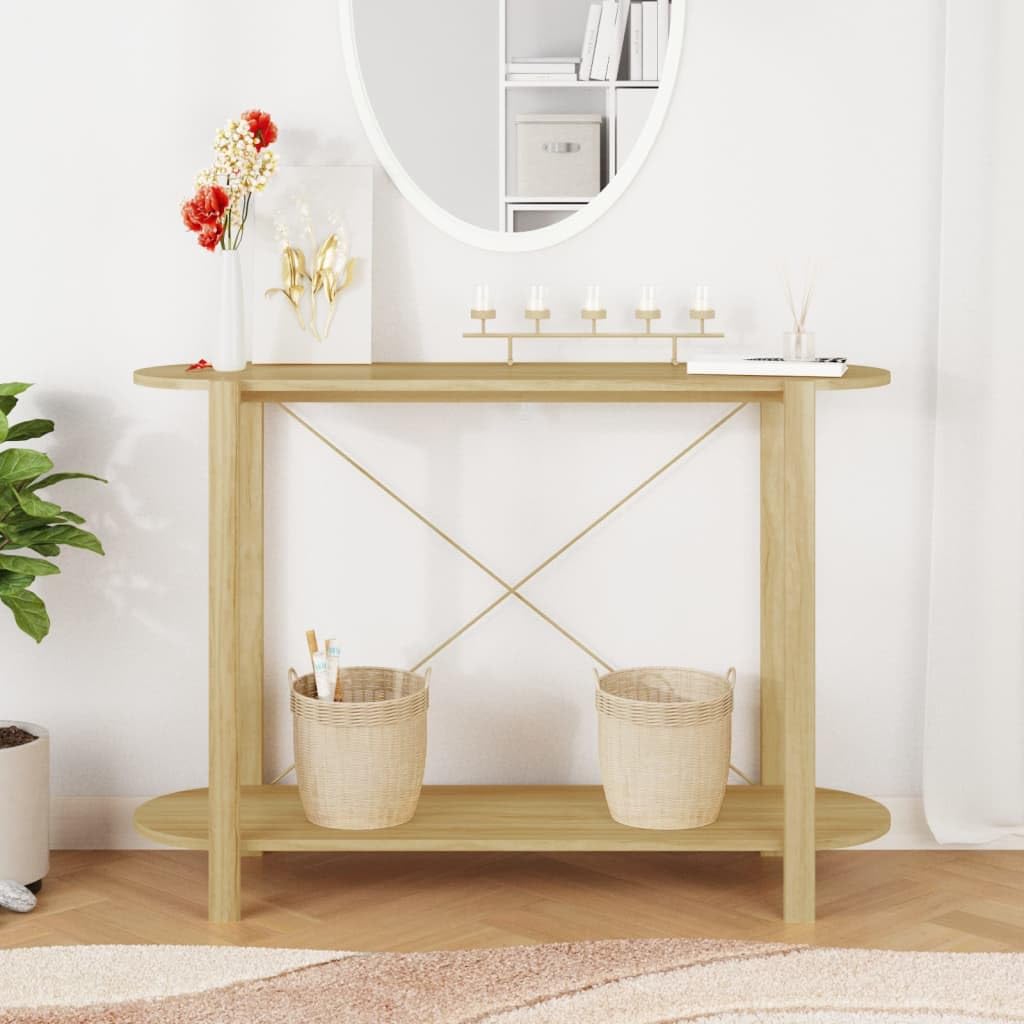 Mesa Consola de Madera contrachapada Mesa de Consola Clásica con Almacenamiento, Aparador de Madera para Decoración de Hogar 110x38x75 cm
