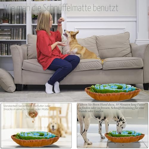 Senders Schnüffelmatte für Hunde, Futterschnüffel-Futtermatte, Hunde-Schnüffelmatte, Welpen-Trainingsmatte für langsames Füttern, fördert die natürliche Nahrungssuche und Stressabbau