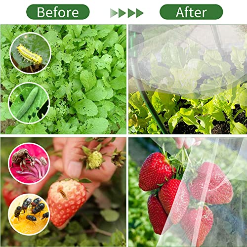 Garden Netting Kit, Garden Netting Kit for Raised Beds - 6pcs Garden Hoops with 8x20 ft Ultra Fine Garden Netting & 24 Clips, Protection Plant Covers for Greenhouse Vegetable Row Cover Bird - Thumbnail 2