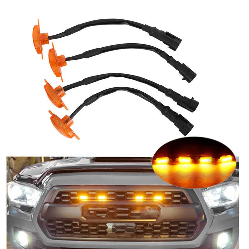 Amazon | 汎用 4個の車のフロントグリルランプ12のledアンバーライト