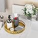 EKNITEY Bathroom Counter Vanity Tray - Perfume Makeup for Dresser Tops Gold Round Serving Candle Decorative Storage Home Decor 11'' Floral-gold