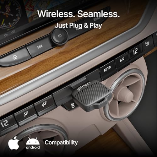 Image of pTron CarSync X2 2-in-1 Wireless Carplay Receiver, Converts Wired Android Auto & CarPlay to Wireless, USB A & Type C, Only for Cars with OEM-Installed Wired Android Auto /CarPlay, Plug & Play (Black)