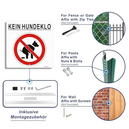Goodvia 2 Stück XXL Hochwertige Steckschilder kein Hundeklo mit Halter 30 x 30 cm Alu Diese Wiese ist Kein Hundeklo Schild mit UV-Schutz von Goodvia