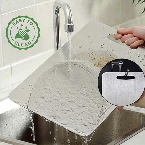 Image of Sensilo Chopping Cutting Board Vegetable,Fruit,Bread & Durable Safe & Heavy Duty, (31 X 21 cm, Stainless Steel)