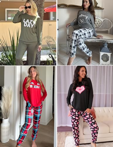 Ekouaer Pajama Sets for Women 2 Piece Plaid Pjs Long Sleeve Lounge Sets Comfy Gingham Nightwear with Pockets4