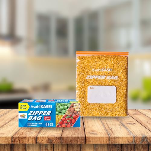 Image of Asahi Kasei Small Zipper Bag | 10 Bags | 100% Leak-Proof | Double Zipper Lock | Reusable & Washable | Keeps Food Fresh | Imported from Japan