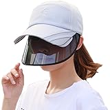[Ladfrol] 日よけ帽子 サンバイザー uvカット メンズ レディース つば広 uvカット 二重構造 紫外線対策 メッシュ サイズ調節可 全顔覆う サングラス付き 花粉症対策 日焼け軽減 バッテリカー ウォーキング 運動 自転車 キャップ (ホワイト) [並行輸入品]