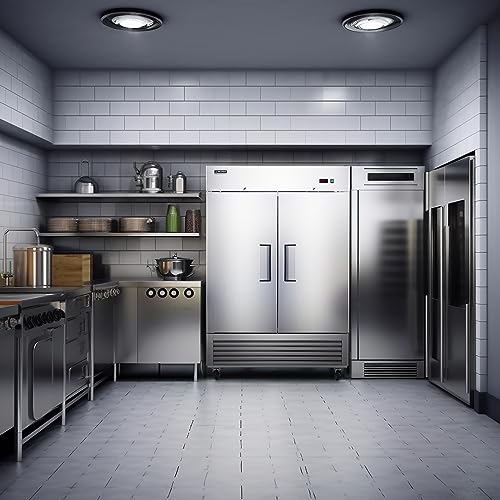 Wilprep Commercial Refrigerator, 54\" 2 Solid Door Commercial Fridge with 42 cu. ft. Cap, Reach in Side by Side Refrigerator with Air Cooling Adjustable Shelves for Restaurant Kitchen
