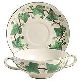 Wedgwood Napoleon Ivy Green Flat Cream Soup Bowl & Saucer Set