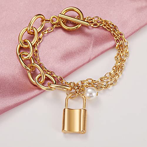 Image of Shining Diva Fashion Stylish Multilayer Gold Plated Bangle Bracelet for Women and Girls