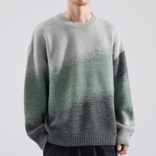 Men's Vintage Color Block Fashion Sweater, Raglan Long Sleeve Knit Loose Pullover Crewneck Casual Warm Sweaters2