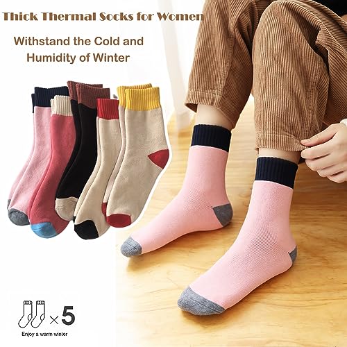 Miniatura 4 de Mosotech Calcetines Termicos De Mujer, 5 Pares Calcetines Invierno Cálidos De Confort Casual, Talla Única 35-42