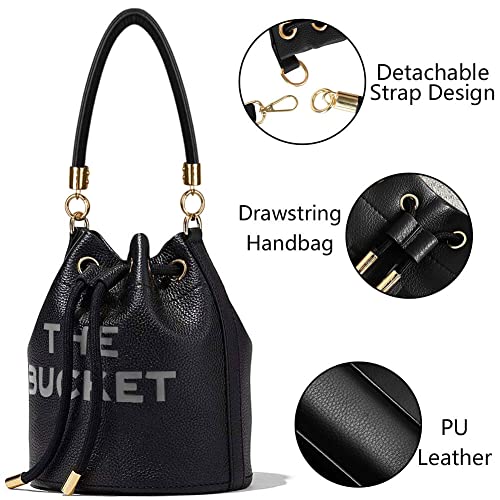 Inpaksa The Bucket Bag For Women Pu Leather Drawstring Handbag Tote Hobo Handbag Crossbody Bag Soft Adjustable thumb #1