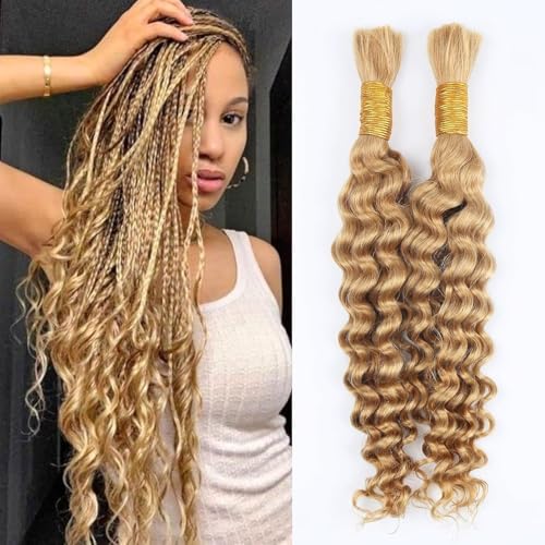 Odir Deep Wave Bulk Human Hair for Braiding No Weft 100% Unprocessed Brazilian Curly Braiding Human Hair Extensions Wet and Wavy Human Braiding Hair for Boho Braids 2 BundlesS (18 Inch,27,100g)
