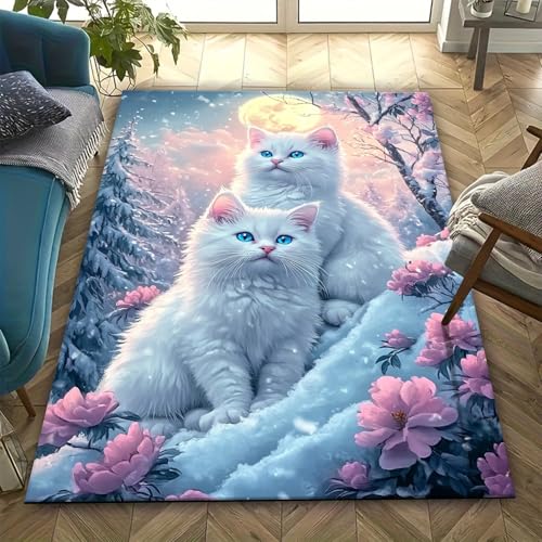 Tapis animal chat grand format pour sublimer le sol du salon