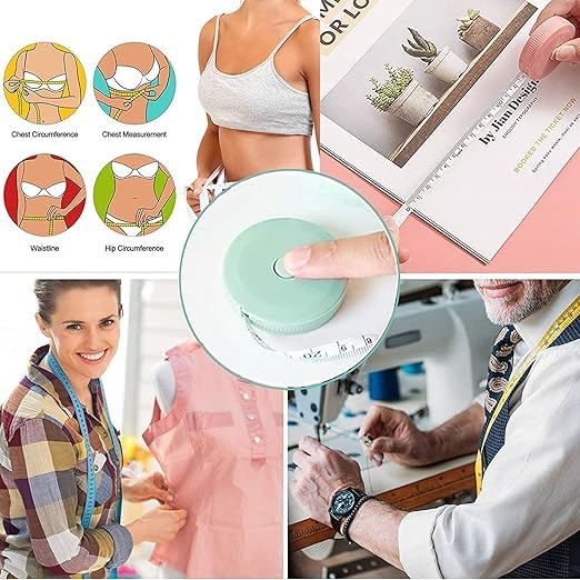 6 Packs Mesure de bande,Soft Mesure de la bande de couture pour la mesure du corps,59Inch/1.5M Mini Mesure des rubans de mesure, des tissus et des vêtements, à la main (3 Couleur)