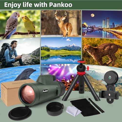 Image of Pankoo 40X60 Monocular Telescope with Smartphone Holder & Upgraded Tripod, 2024 BAK4 Prism FMC Monoculars for Adults, HD Monocular Scope for Bird Watching Hiking Concert Camping Travelling