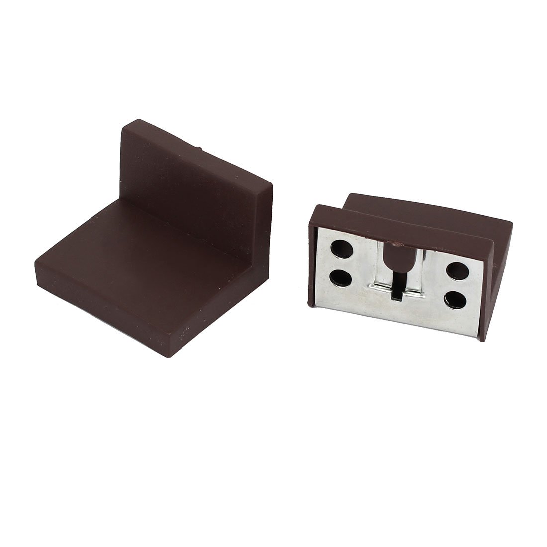 Sourcingmap 44mmx50mmx33mm L Shaped Plastic Cover Right Angle Corner Support Brackets 4pcs, Brown, Silver, 1.73" x 2" x 1.3" - Image 2