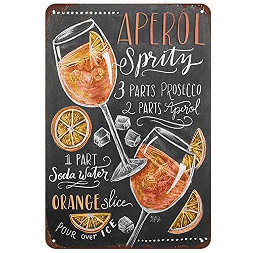 Alrens Blechschild Cocktail Rezept “Aperol“, 20 x 30cm Retro Deko Schilder Metallschild für alle Bar Theke Küche Kneipe Pub Geschenk zum Geburtstag oder Weihnachten Cover
