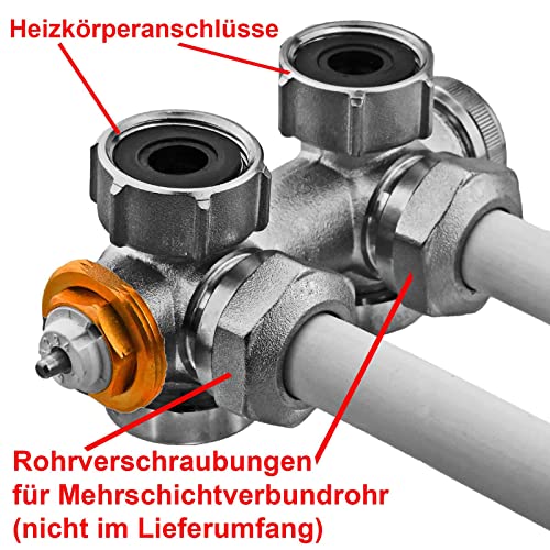 Buderus Badheizkörper Multiblock 50 mm Anschluss-Armatur mit Thermostatkopf