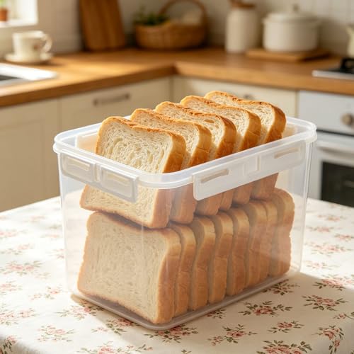 Caja para pan de PP transparente hermética y reutilizable para encimeras 7