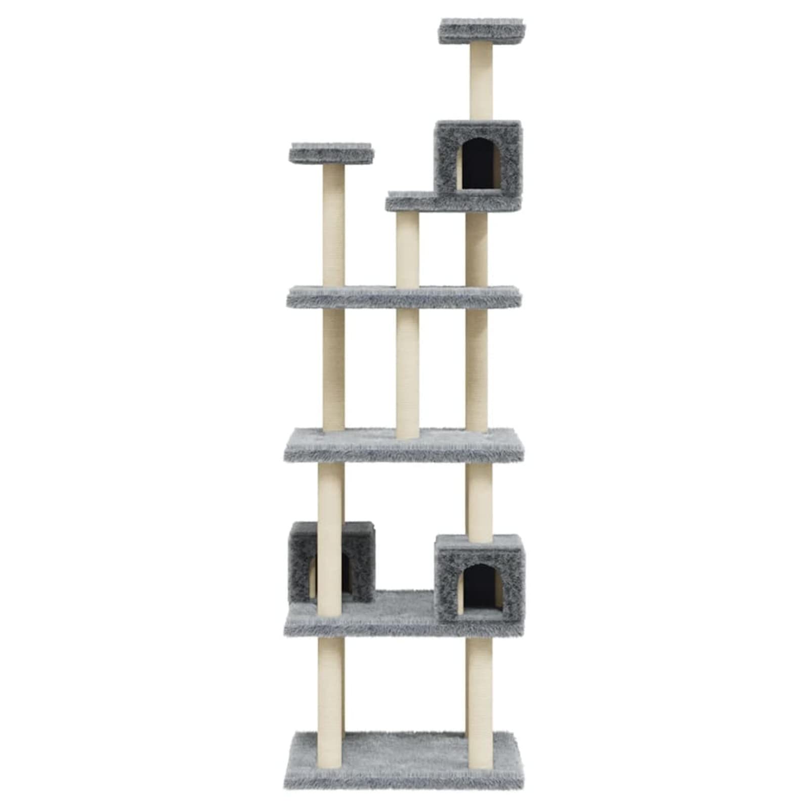 Homgoday Albero tiragraffi in sisal, grigio chiaro, 188 cm, tiragraffi a torre per gatti multilivello, centro attività per gatti da interno
