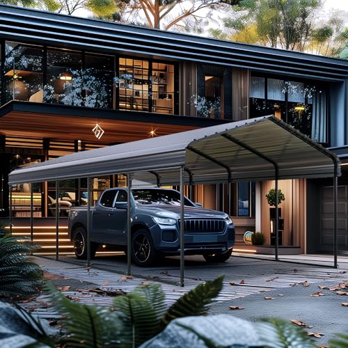 Image of GREEN PARTY 12x25 ft Metal Carport Heavy Duty Frame Canopy Garage Shelter