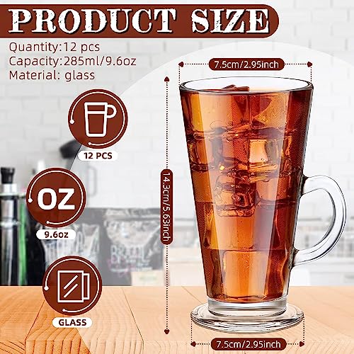 Image of Kamvy Irish Glass Coffee Mugs with Handle, Large Size Plain Glasses Set of 2, 270ml Tall Funnel Clear Glasses for Iced Cold Coffee, Latte, Cappuccino, Hot Chocolate (Chocolate Mug - 2)