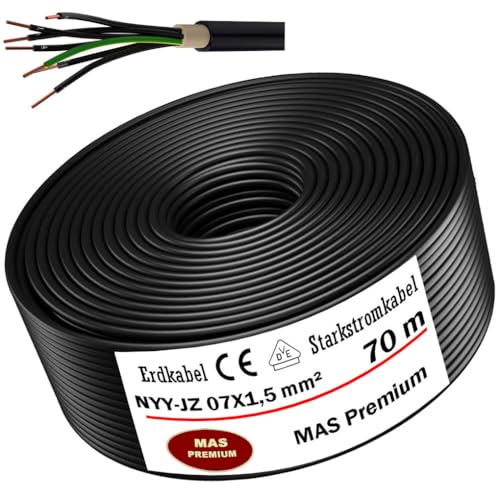 Cable subterráneo NYY-JZ 7x1,5 mm² de 70m para instalaciones eléctricas exteriores