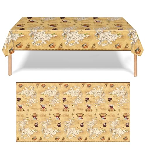 volumoon Lot de 2 nappes de table de pirate, en plastique, imperméable, rectangulaire, pour fête d'anniversaire, décoration de fête, pique-nique, 137 x 274...