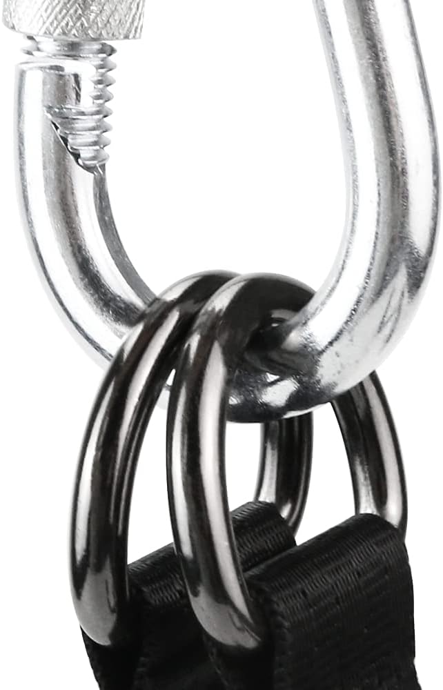 4 PCS Black Tree Swing Straps Hanging Kit with 4 Carabiners, 24cm / 9.4inches Length Tree Swing Hanging Kit Holds 220 lbs Perfect for Tree Swing Hammocks