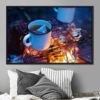 Framed Canvas Wall Art Tea Servings Dark Drinks Farmhouse/Country Group Multicolor Photography Realism Tea - 16x24 inches