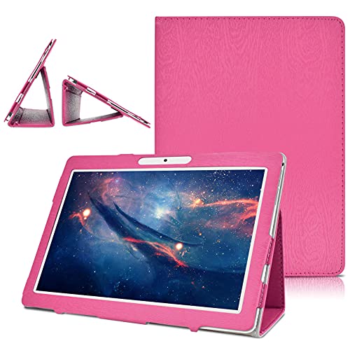 Detuosi 10.1 Inch Android Tablet Case, Pu Leather Folio Cover Fit For Yellyouth 10.1,Plum 10 Phablet,Lectrus 10,Victbing 10,Hoozo 10,Wecool 10.1,Yuntab 10.1 (K107/K17), Kubi 10.1,Winsing 10 (Hot Pink) #TOP5