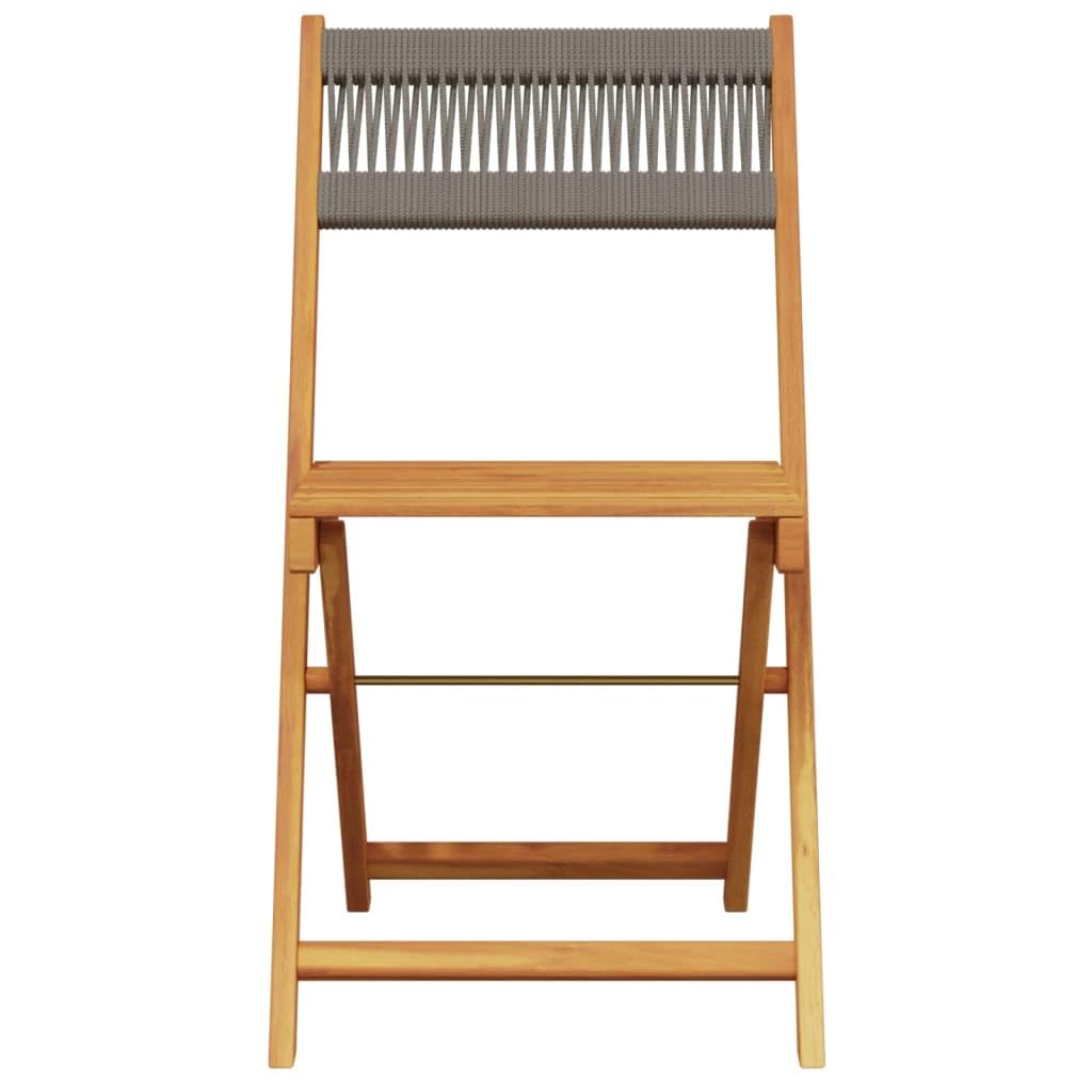 Bistrostühle 2er Set klappbar Akazie Massivholz wetterfest Grau 41 x 52,5 x 80 cm Gartensessel Balkonstuhl platzsparendes Design für Garten Terrasse und Balkon
