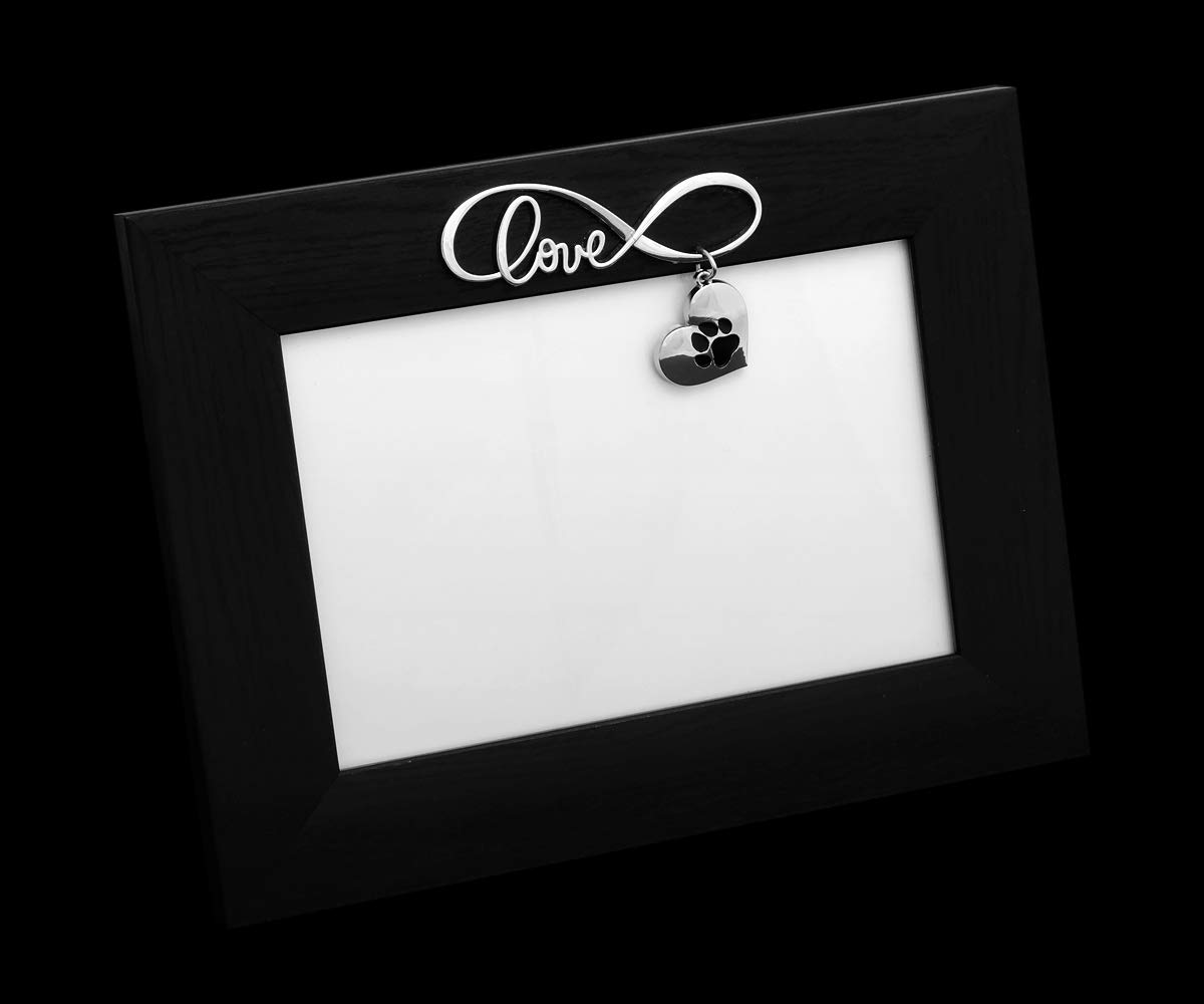 Cornice portafoto di design con impronte di zampe, 10 x 15 cm, argentata, con foto di cane opache, idea regalo (variante 2, incisione fino a 30 caratteri)