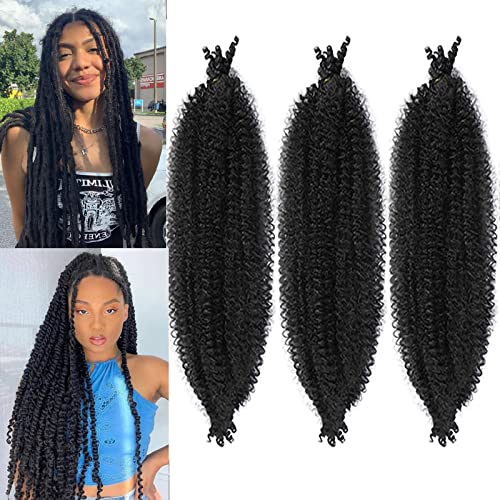 LPARMJIT Springy Afro Twist Haar 24 Zoll 3 Packungen Vorgetrennte Kinky Marley Flechten Haar Für Weiche Butterfly Locs Pre-Fluffed Afro Twist Haarverlängerungen(24inch(Pack of 3), 1b)