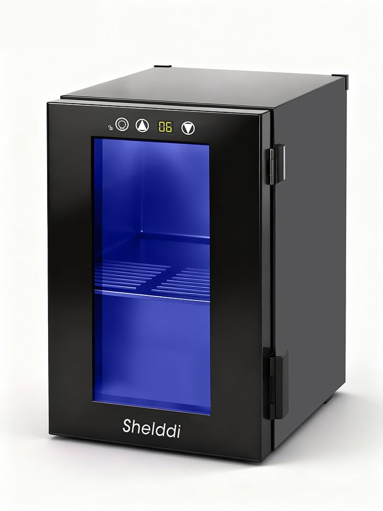 Amazon | Shelddi ミニ冷蔵庫 15L 透明ガラスドア 小型 コンプレッサー