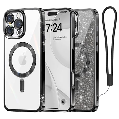 Coque iPhone 16 Pro Max avec protection objectif noir et dragonne compatible MagSafe