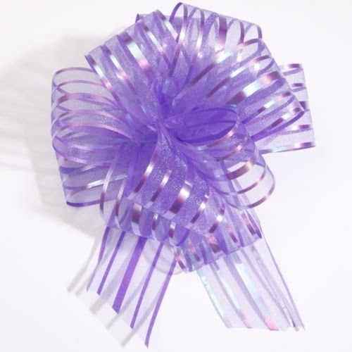 10 x Large 6" Luxury Organza Pull Bows, Beautiful Ribbon Available in Many Colours, Great for Florist Craft Wedding Pews and Cars. (Purple) by Macallen