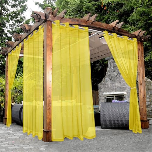 BONZER Waterproof Indoor/Outdoor Sheer Curtains for Patio 2 Panels