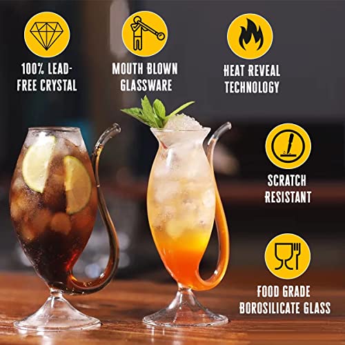 Image of Melbify Vampire Glass Sipper with Glass Straw | Set of 2 | 200 ml | Mouth Blown by Skilled Artisans | Ideal for Juice, Smoothies, Cocktail /,Mocktail | Suitable for Home, Restaurants & Bars