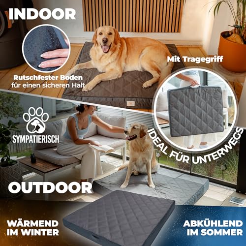 Orthopädisches Hundebett [Wasserdicht] - Die neue Lieblings-Hundematte deiner Fellnase, Rutschfestes Hundekissen, Hundekörbchen, Hundekorb, Bezug waschbar | Kleine bis große Hunde | 110x100x9 cm