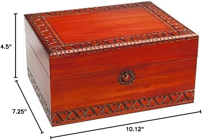 Enchanted World of Boxes Large Vintage Decorative Wooden Keepsake Box with Lock and Key – Also A Desk Jewelry Box That Makes A Fascinating Decoration – Great Gift for Adults, Teens, and Children