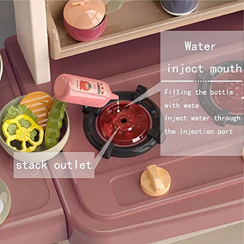Image of Kids Kitchen Set with Pretend Play Accessories, Water Spray Cooking Effect, Toy Oven, Sink, Storage Shelves & Kitchen Utensils, Role Play Cooking Toy for Boys & Girls