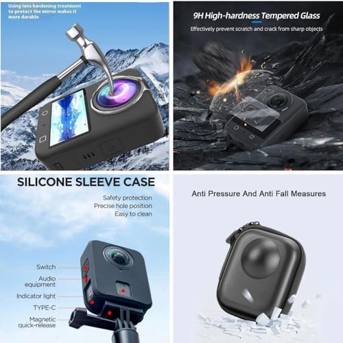 Image of Yantralay Combo Kit Compatible with D JI Os mo Action 360 Camera with Screen Guard, Lens Guard, Silicone Case & PU Protective Cover for Complete Camera Protection