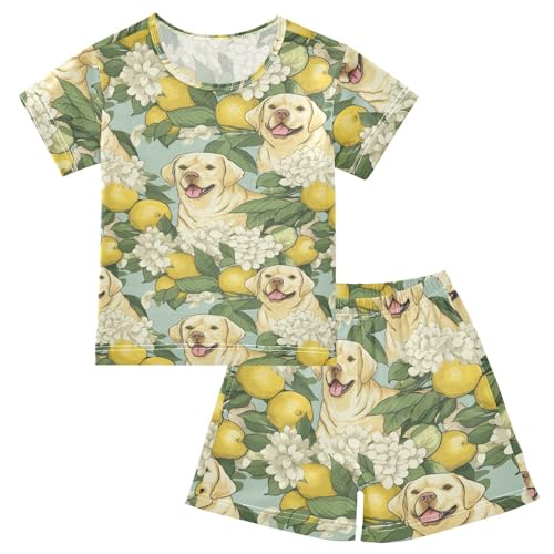 ALAZA Lemon Flowers Dog Pajama Set Short Sleeve Sleepwear Soft Lounge Nightwear