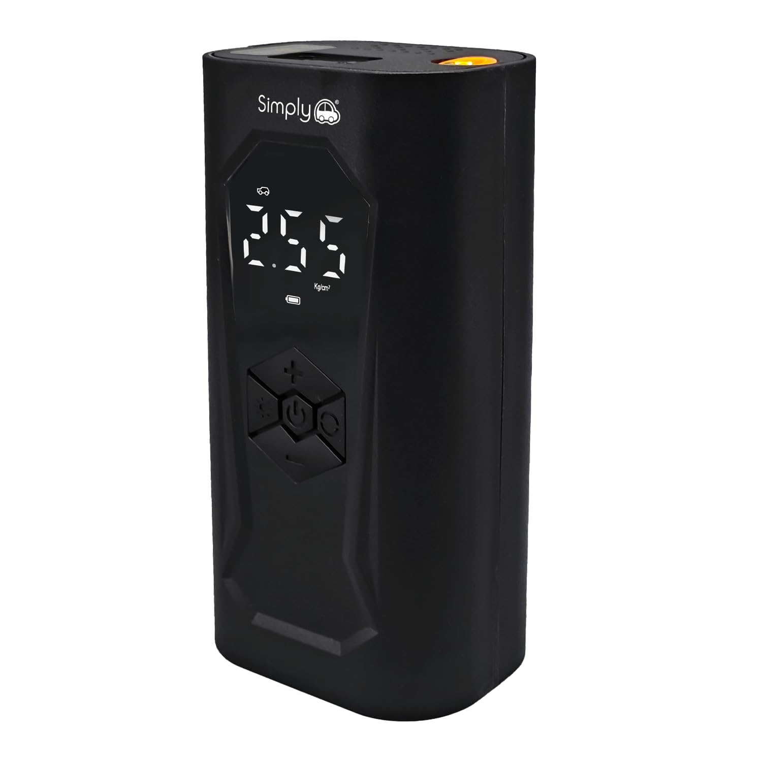 Simply Brands Wireless Rechargeable Air Compressor with Digital LCD Display, LED Light, High Pressure Tyre Inflator, Pre-Set Gauge