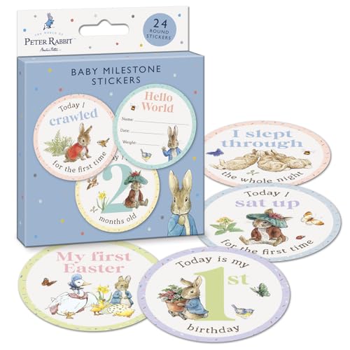 Peter Rabbit Baby Milestone Cards | 24 Stickers to Mark All The Important milestones | Official Licensed Product | Perfect for Shower Gifts New Gifts for Girls & Boys | Unisex Gift